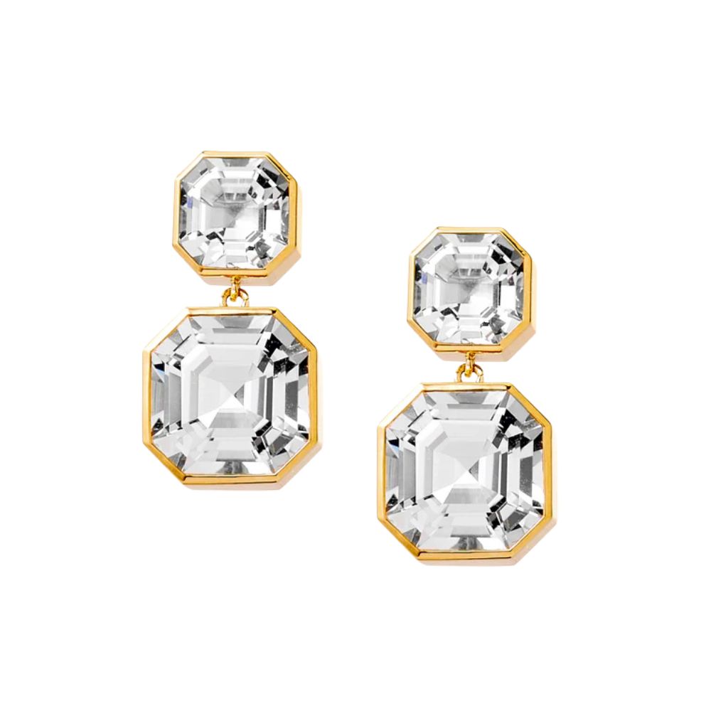 Syna 18K Yellow Gold Geomtrix Rock Crystal Drop Earrings